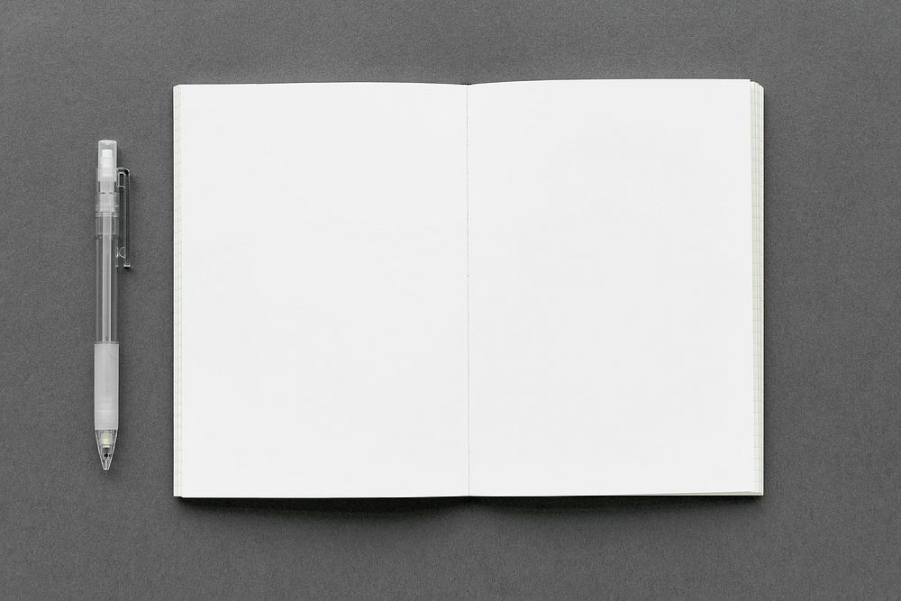 Blank plain white notebook with a pencil mockup