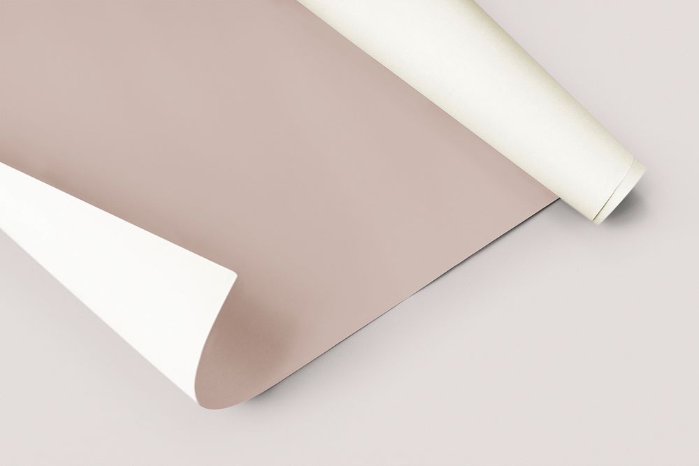 Blank beige rolled chart paper mockup design element