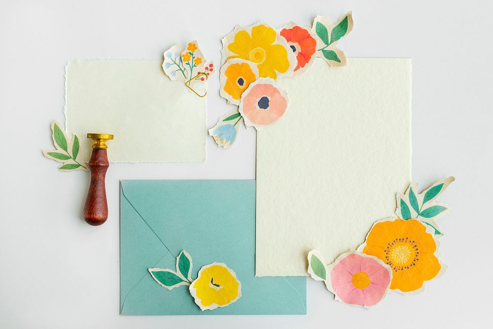 Blank cards with paper craft flowers