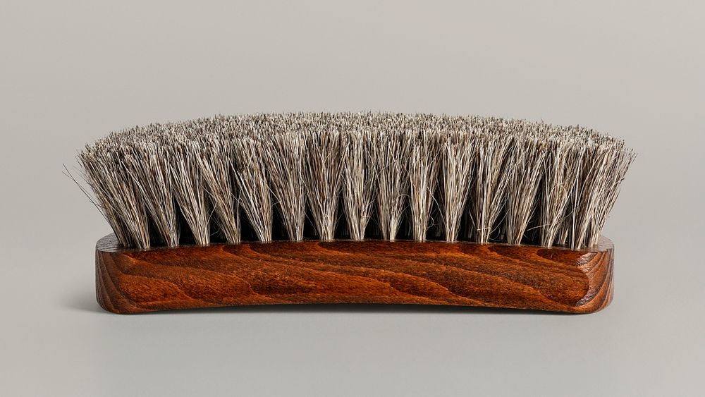 Brush cleaner mockup with a wooden handle design resource