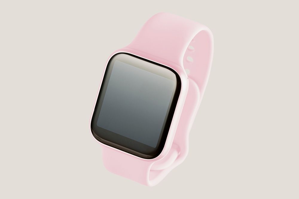 Light pink smartwatch on a beige background