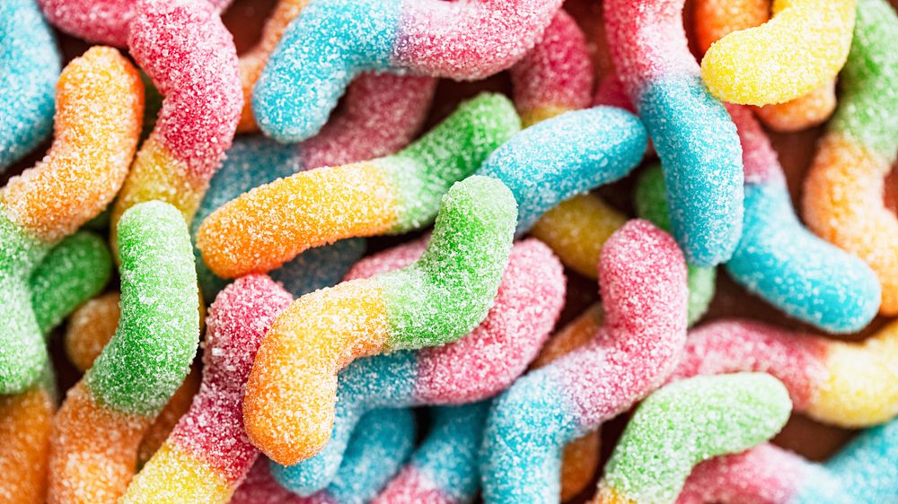 Colorful gummy worm candies