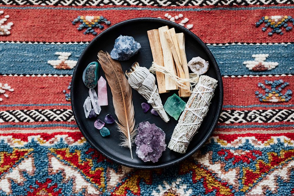 Sage and crystals for smudging