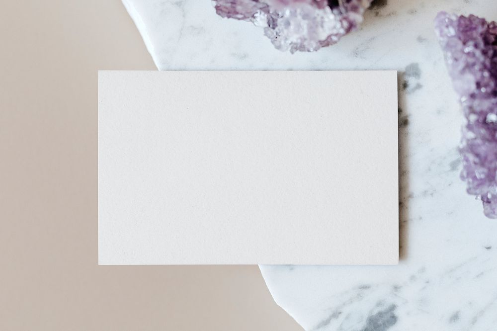 Business card on a marble countertop