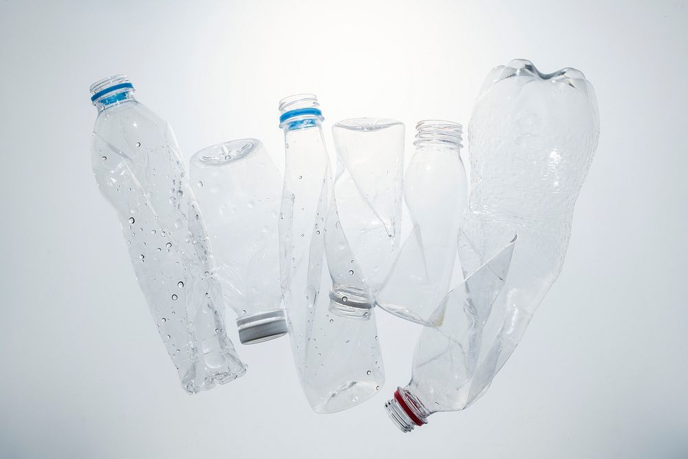 Crushed plastic bottles for recycling  