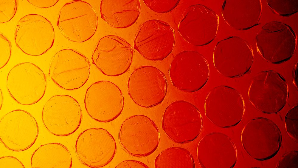 Orange plastic bubble wrap background