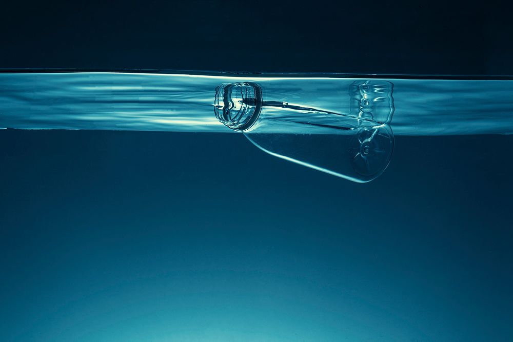 Bottle floating in the ocean