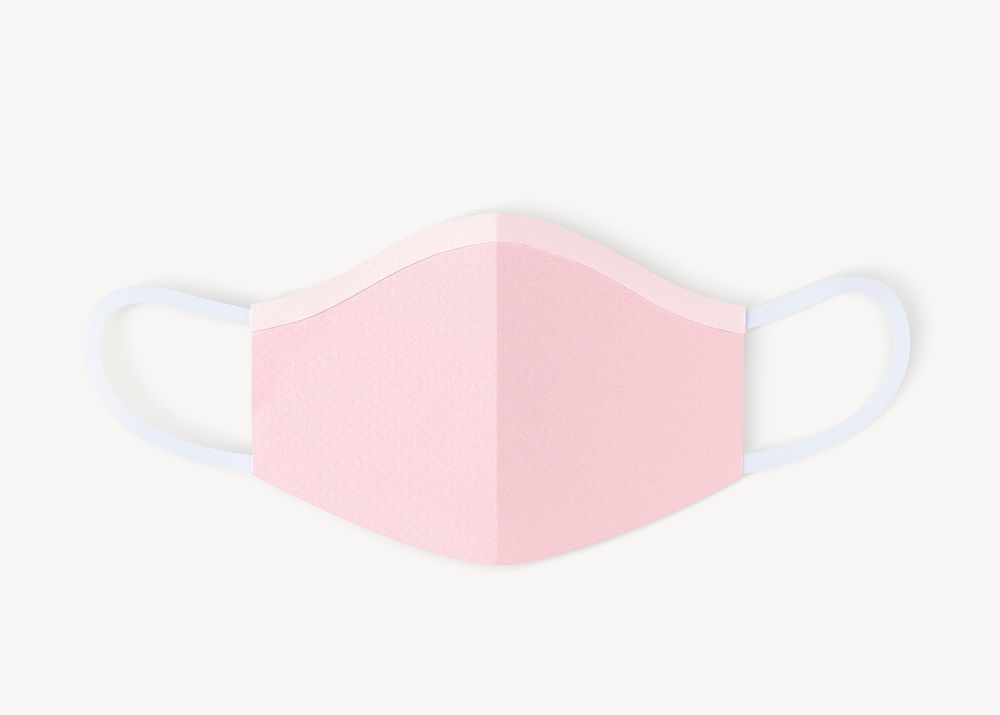 Paper craft surgical face mask on a white background mockup