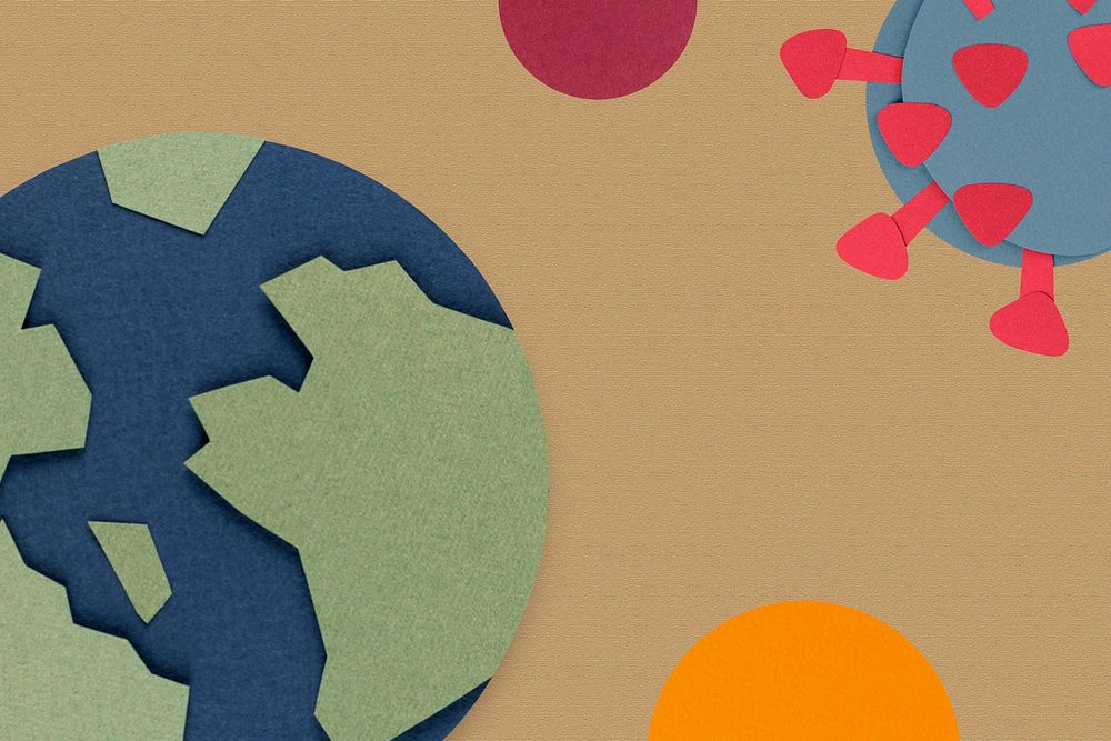 Planet earth fighting against COVID-19 paper craft mockup