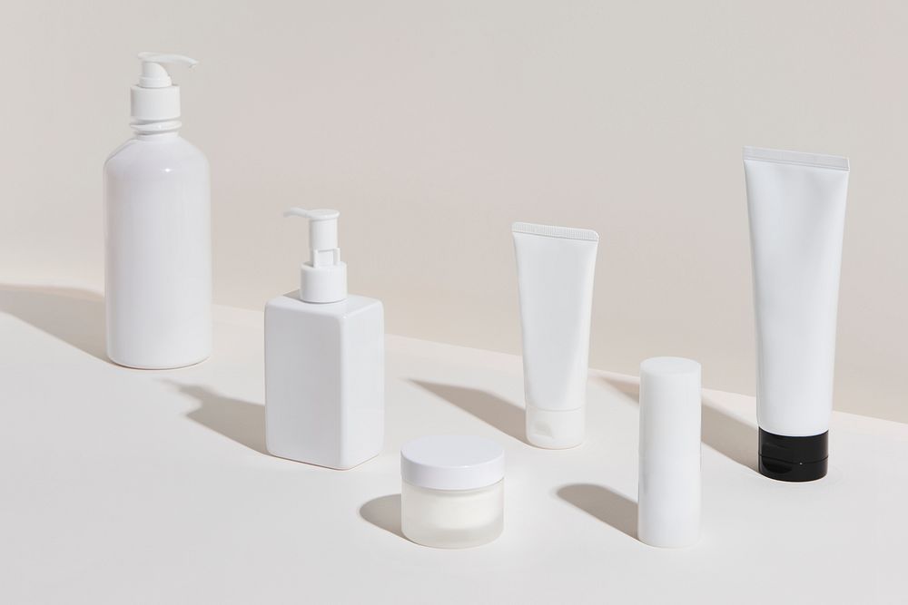 White beauty products packaging design set