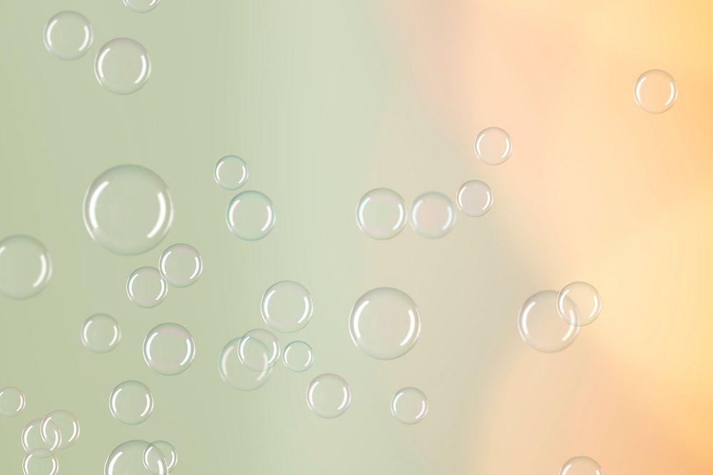 Transparent soap bubble pattern design element on a green and orange background