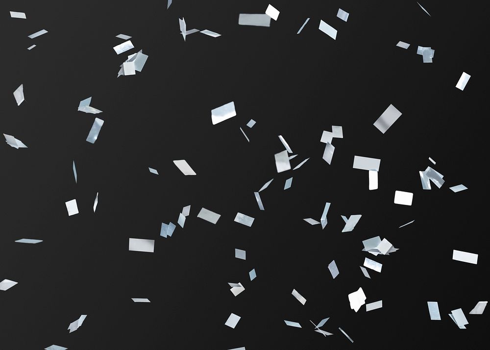 Silver confetti pattern design element on a dark background