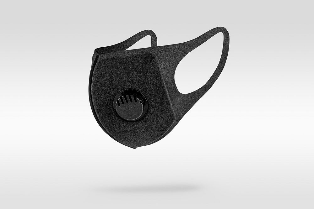 Black foam mask with valve design element