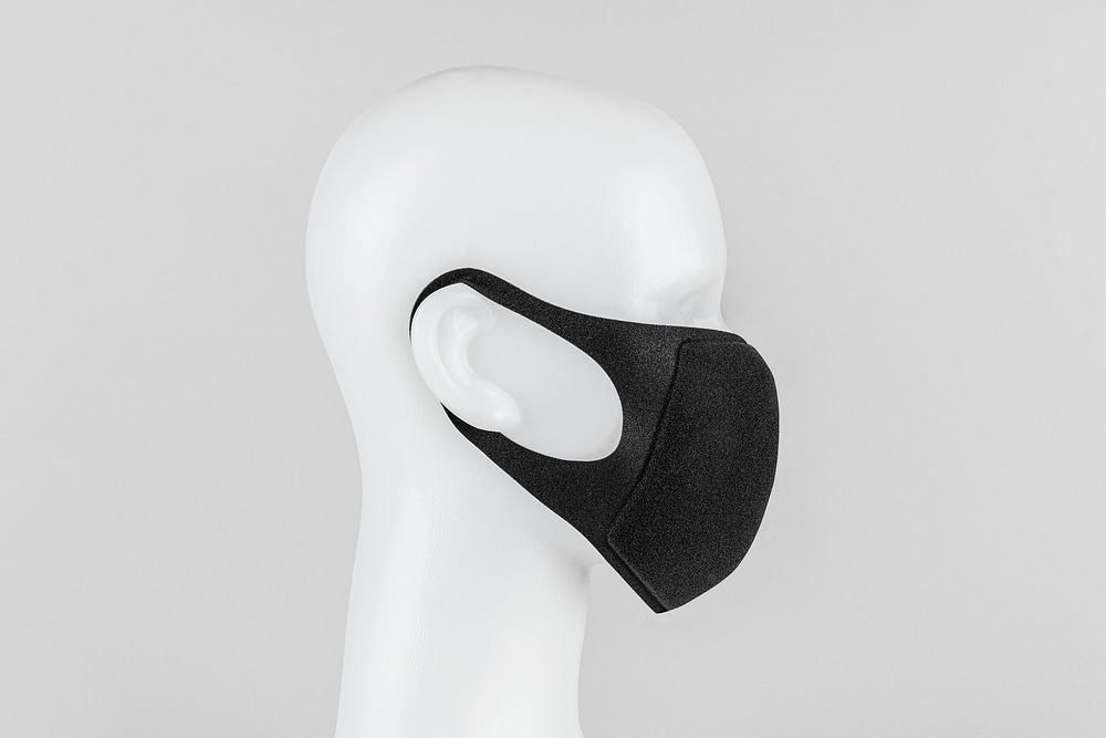 Black soft Polyurethane foam face mask on a mannequin