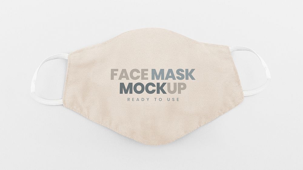 Beige fabric face mask mockup