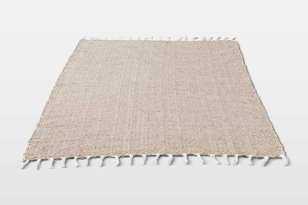 Beige fabric texture floor carpet on off white background