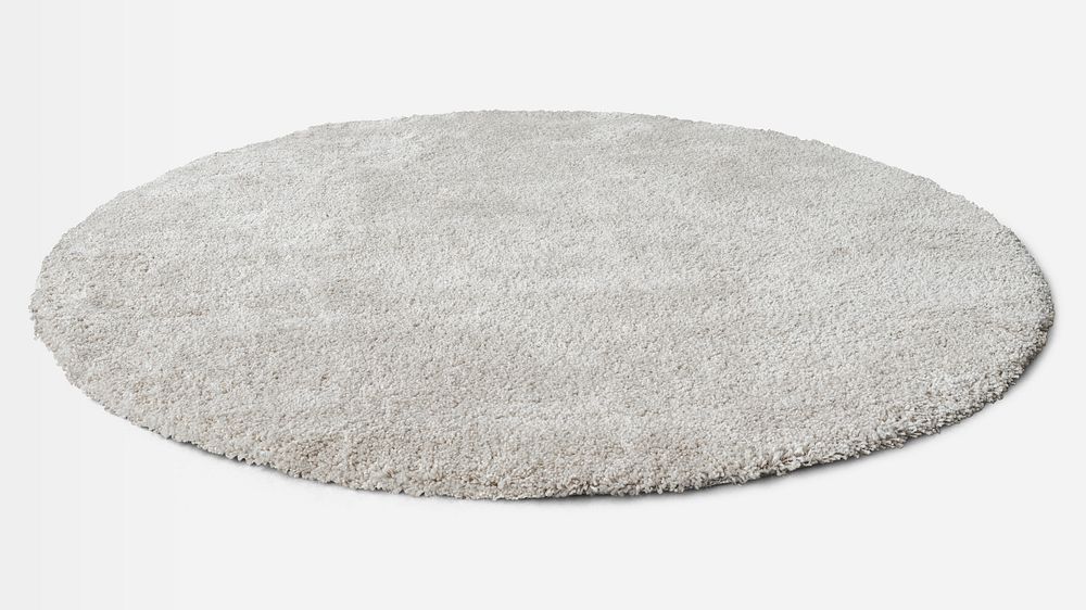 Gray fluffy rounded shape floor carpet