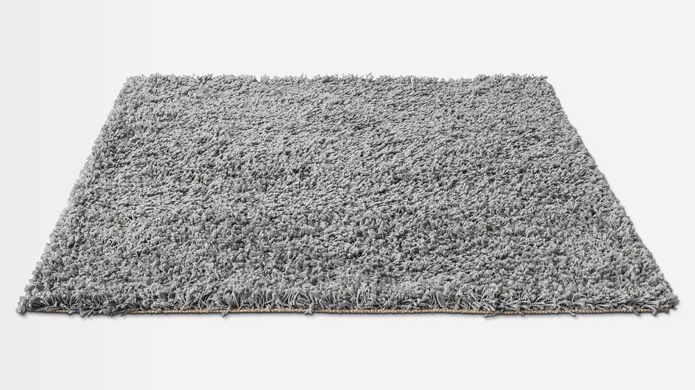 Gray fluffy square shape floor carpet