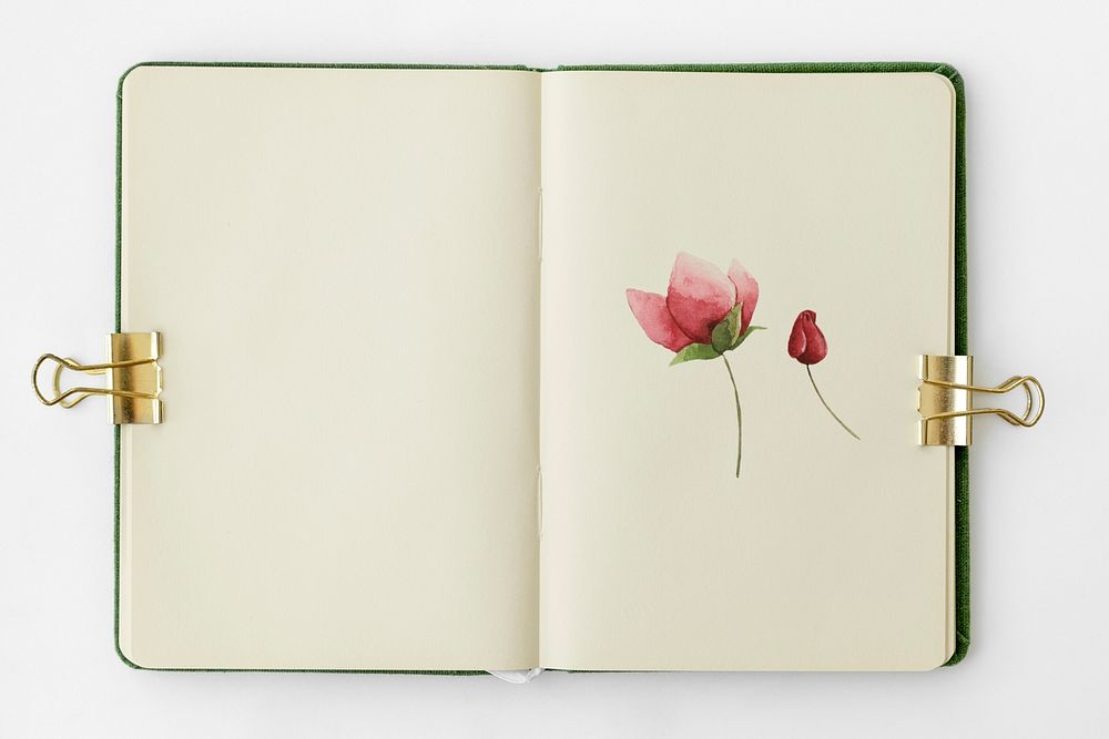 Flower in a blank notebook page mockup