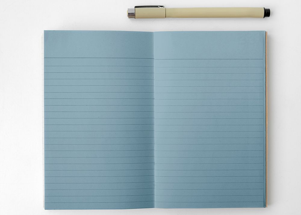 Blank plain gray notebook page with a pen mockup