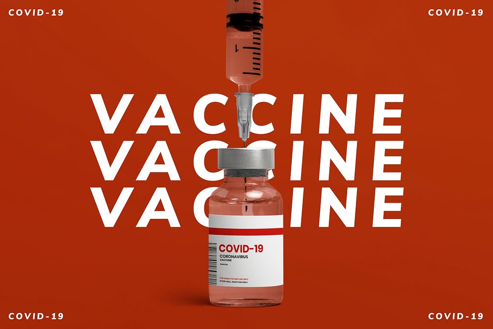 COVID-19 vaccine injection glass vial with syringe
