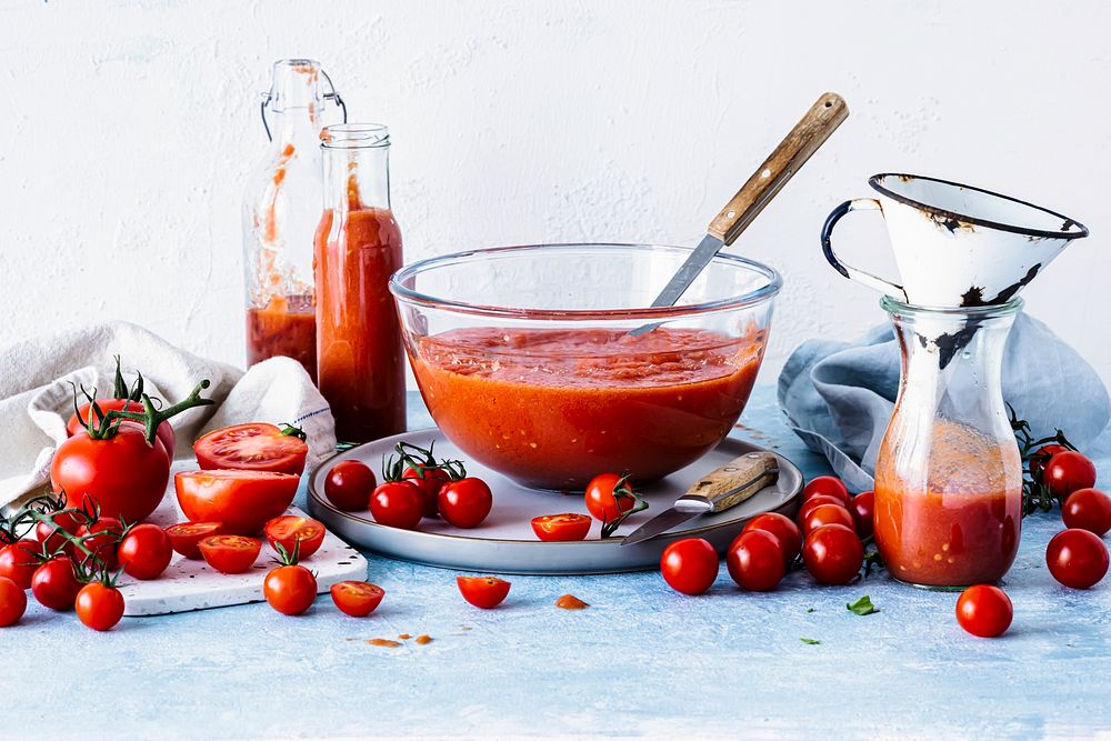 Homemade gazpacho tomato soup food photography
