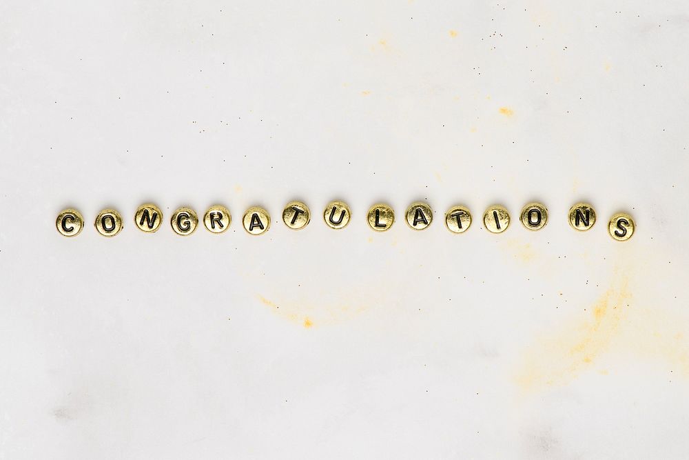 Gold Congratulations beads text typography