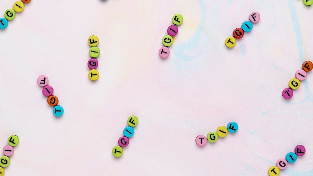 TGIF text letter beads watercolor banner
