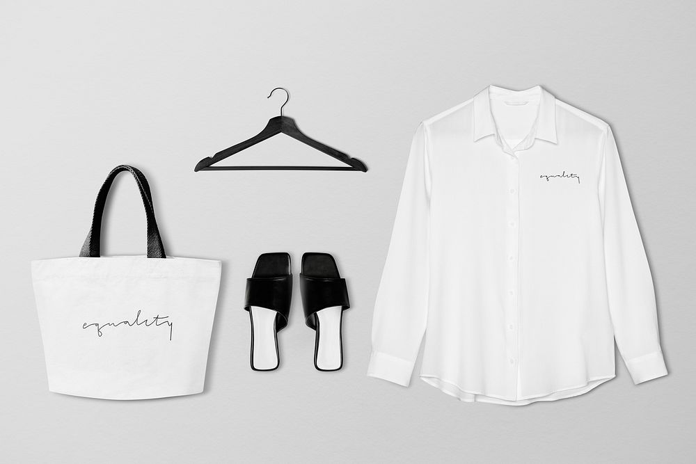 Women's apparel mockup psd casual white set