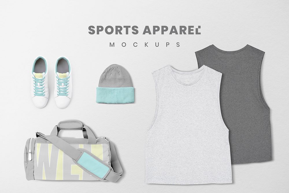 Sportswear apparel mockup psd set