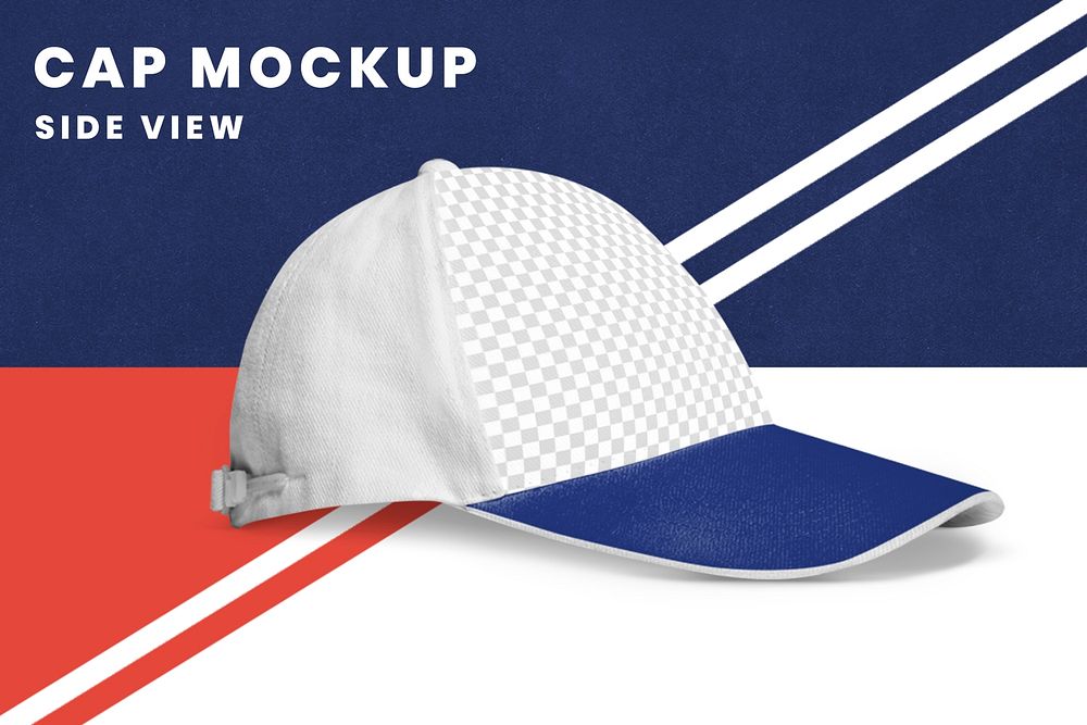 White and blue cap mockup psd headwear accessory