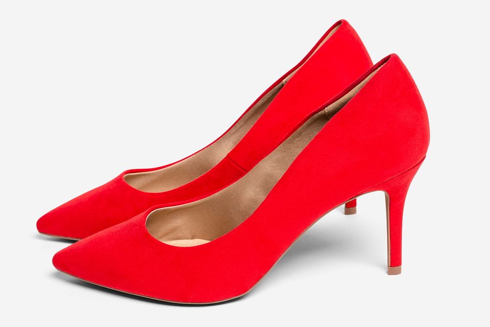 Red high heels mockup psd women’s shoes fashion