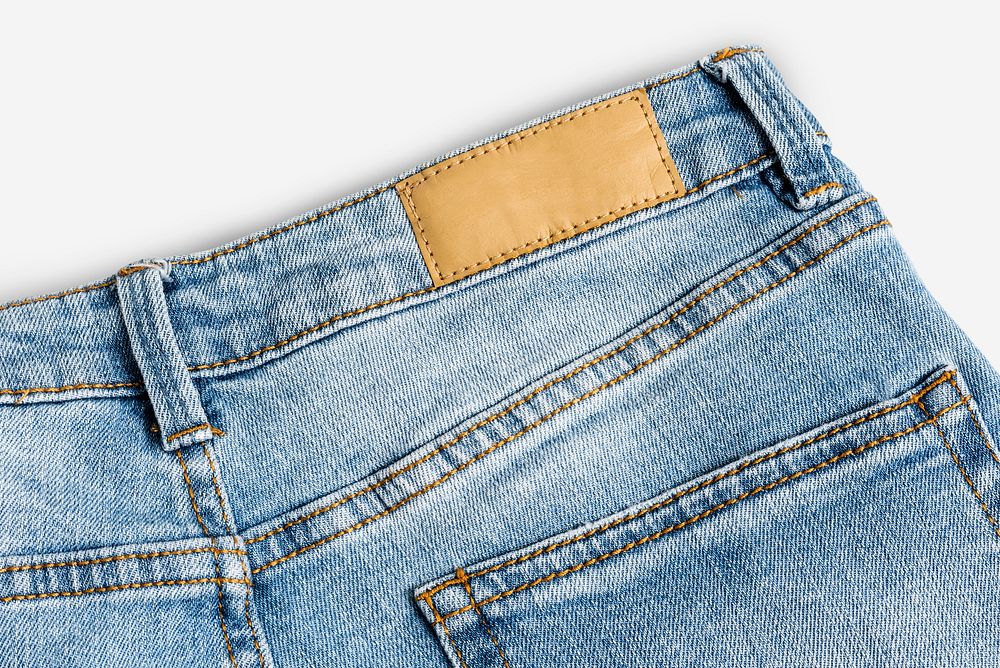 Denim jeans with blank clothing label casual wear fashion