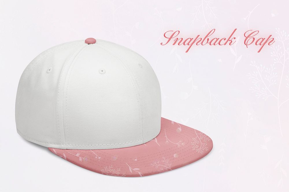 White and pink cap mockup psd headwear accessory