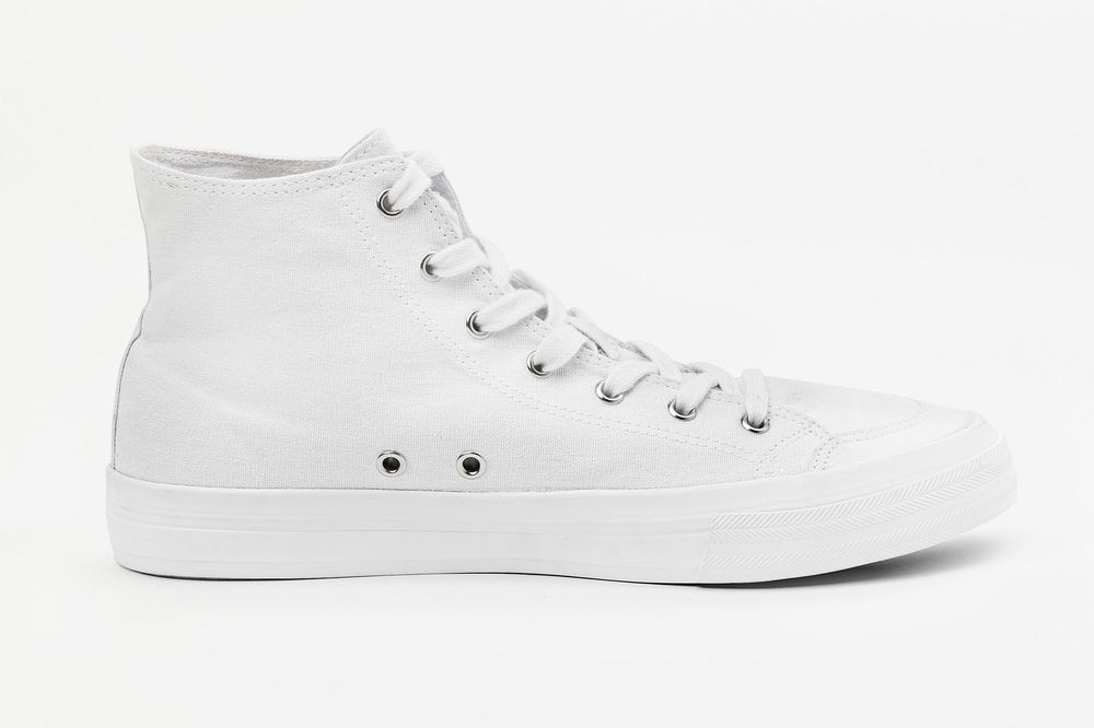 White high top sneakers mockup psd unisex footwear fashion