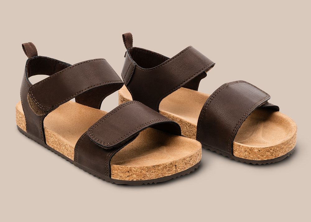 Brown flip flops mockup psd summer footwear fashion