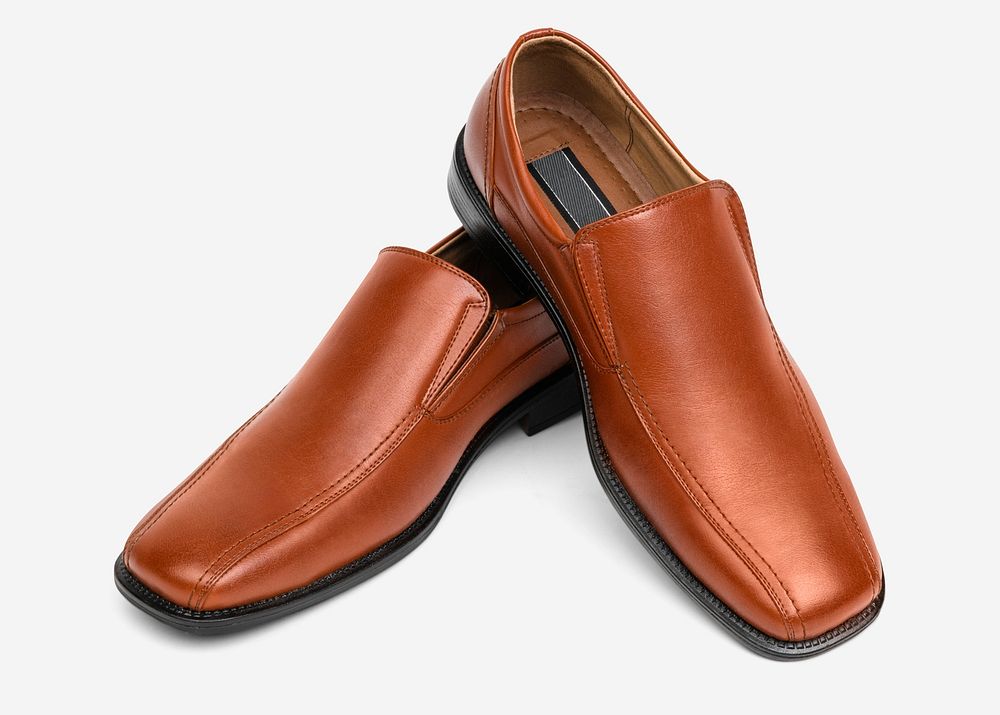 Brown leather slip-on mockup psd men’s shoes fashion