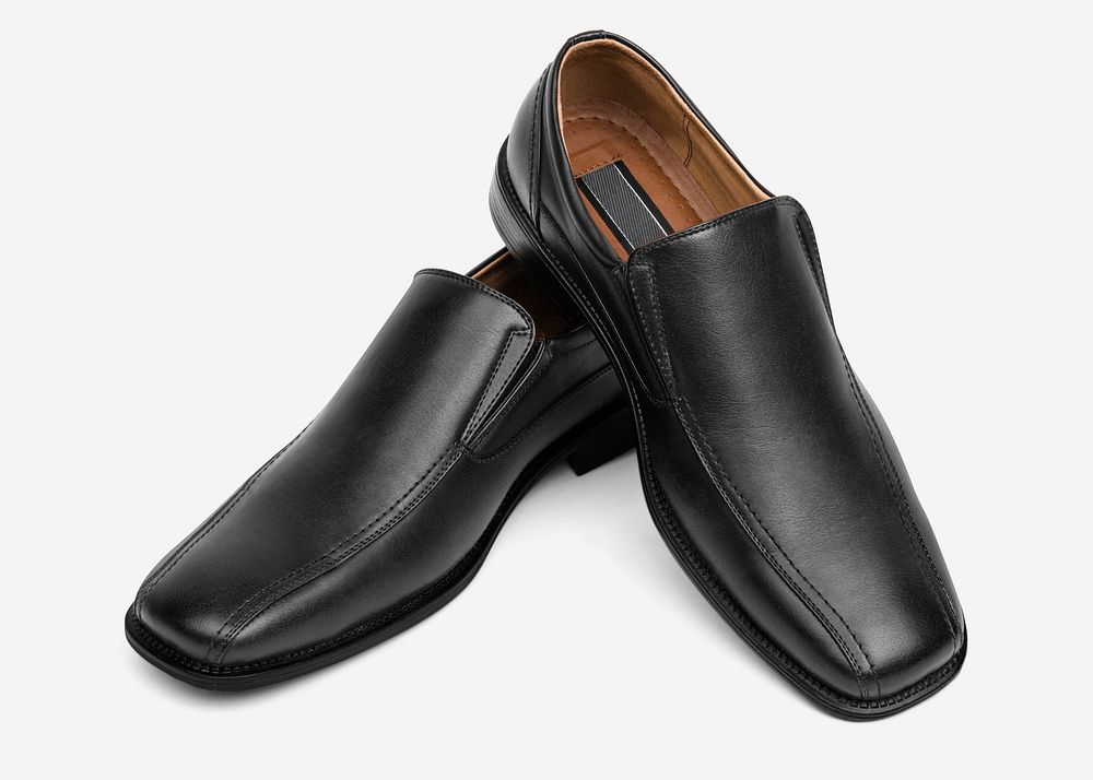 Black leather slip-on mockup psd men&rsquo;s shoes fashion