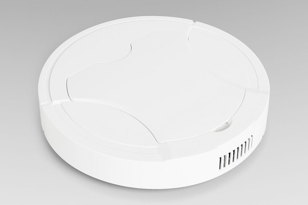 White robot vacuum cleaner psd mockup home electronics
