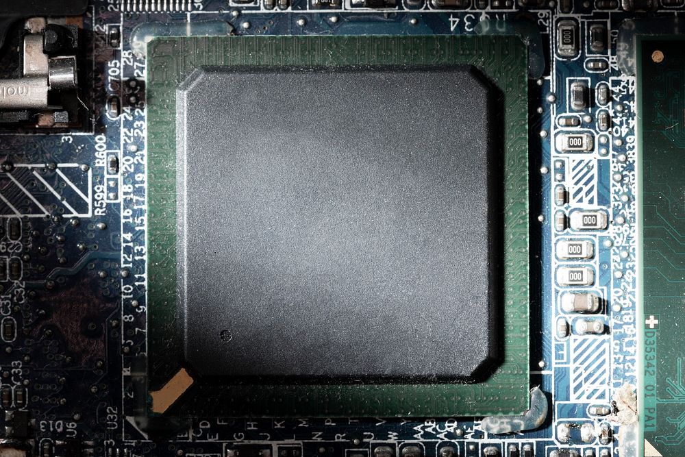 Computer CPU mockup motherboard closeup