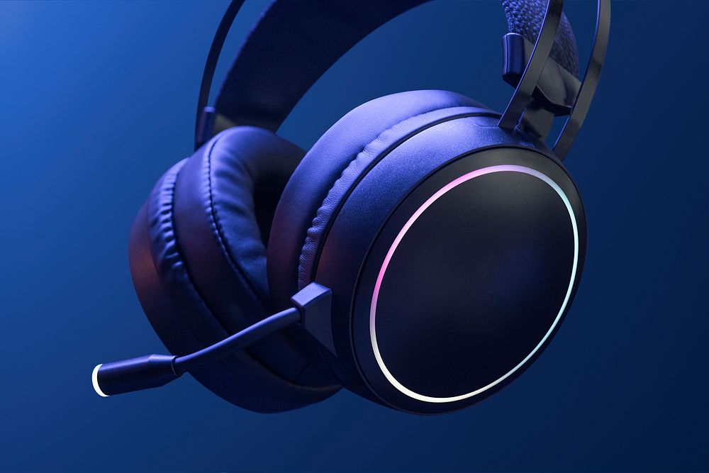 Blue headphones psd digital device