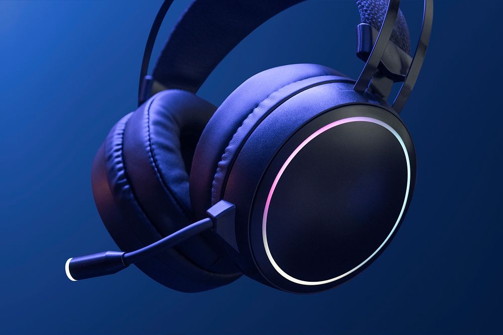 Blue headphones wireless digital device