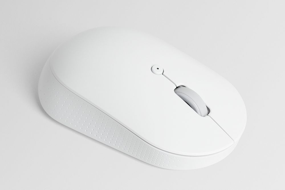 White wireless mouse mockup psd digital device