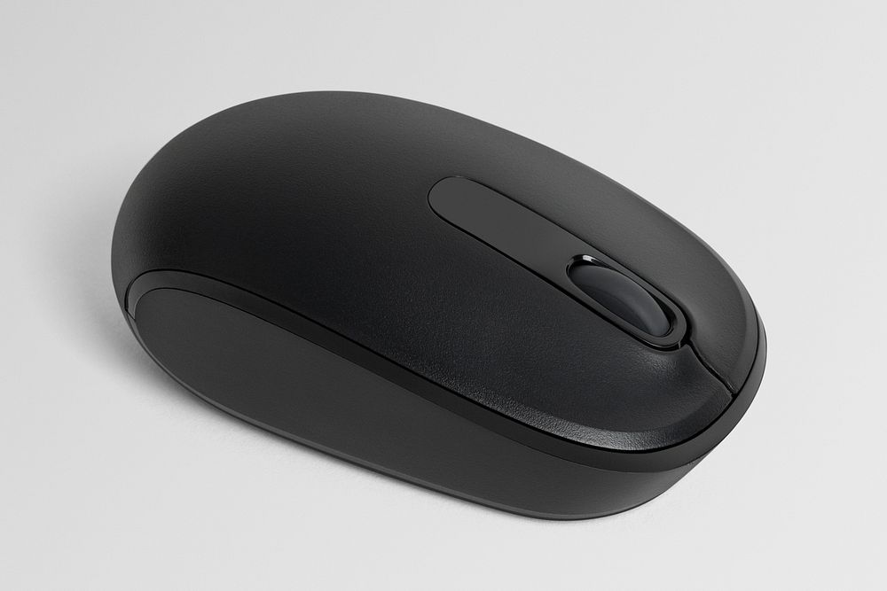 Black wireless optical mouse mockup png digital device