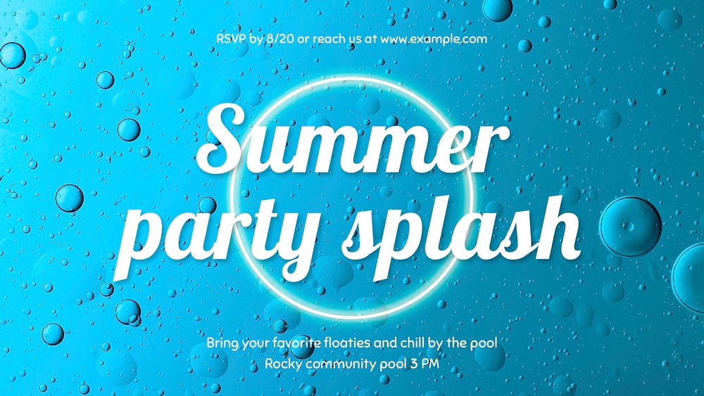 Pool party templated editable blue presentation psd