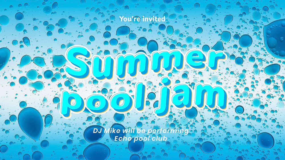 Pool party templated editable blue presentation psd