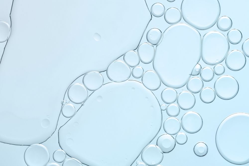Blue abstract background oil bubble in water wallpaper