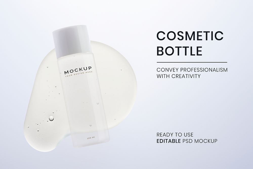 Cosmetic bottle mockup psd ready to use skincare packaging 