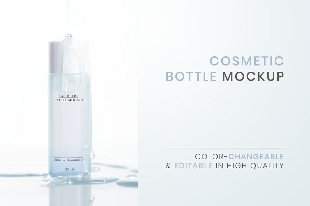 Cosmetic bottle mockup psd ready to use skincare packaging 