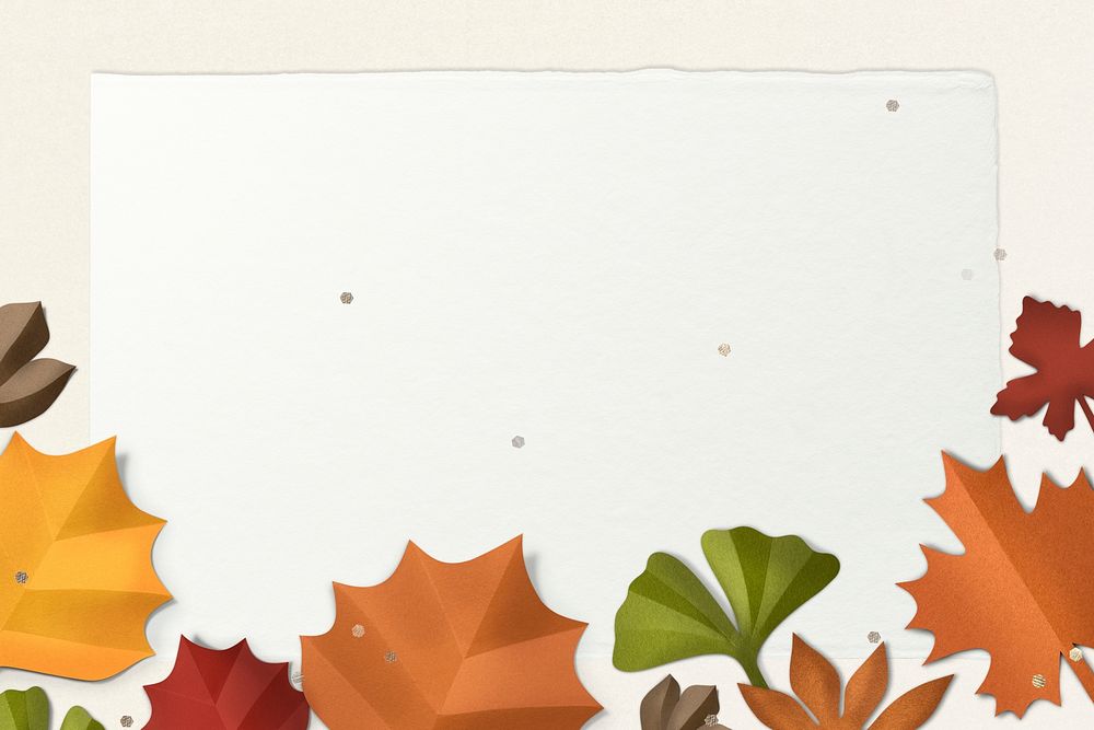 Paper craft leaf frame psd mockup in autumn tone